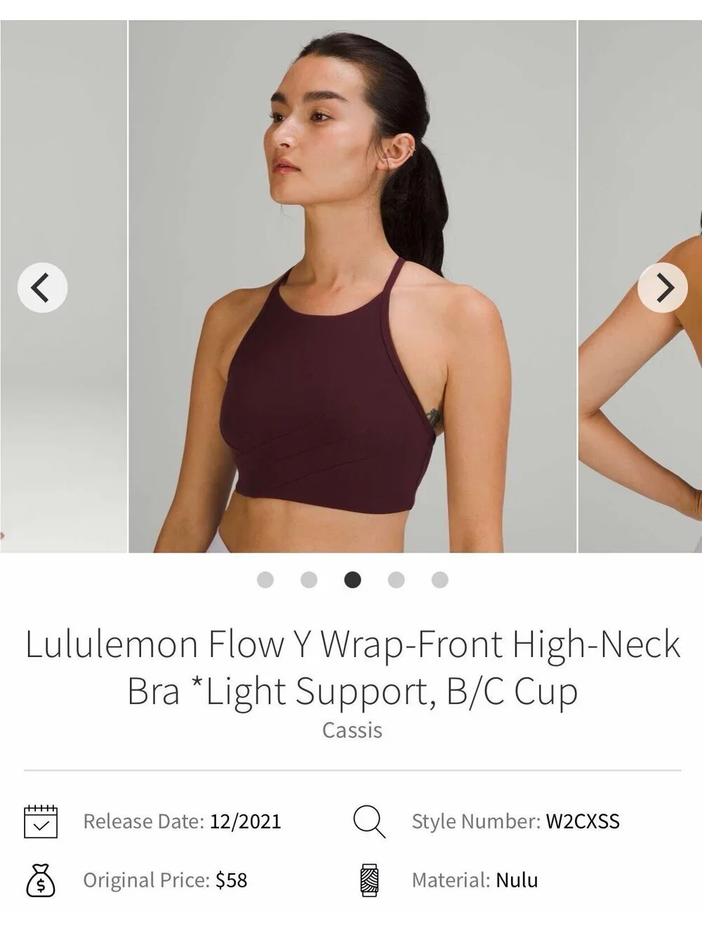 Lululemon Flow Y Wrap-Front High-Neck Bra *Light Support, B/C Cup Cassis Red siz
